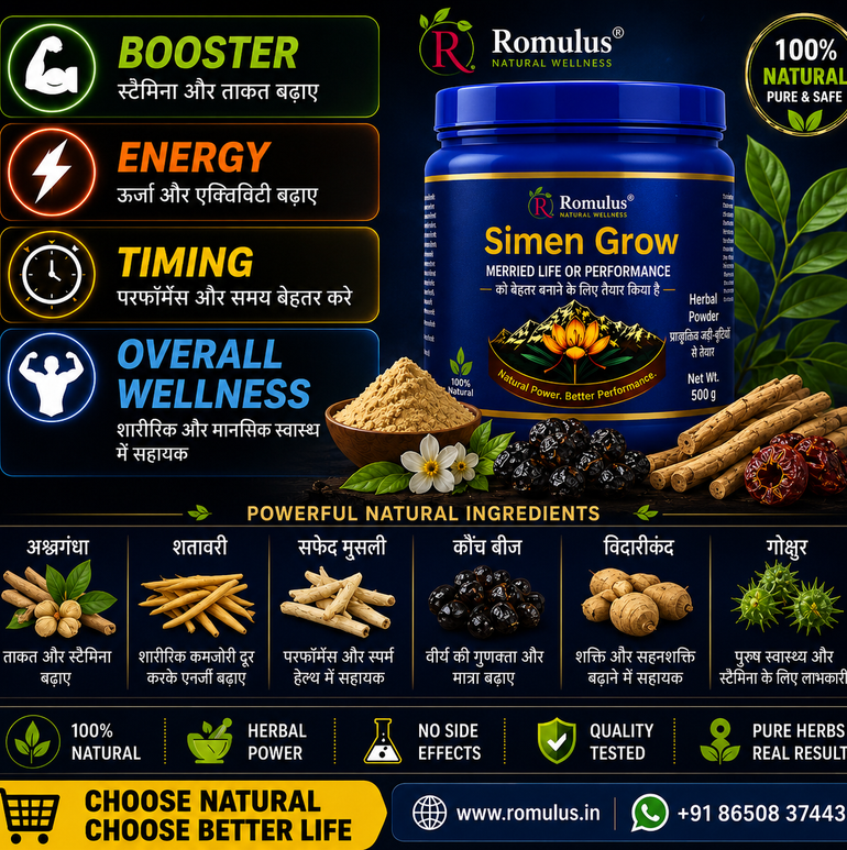 Romulus Simen Grow Powder 300gm + Majoon Simen Grow 500gm + Tila Khas Oil 10ml Romulus Complete Performance Combo
